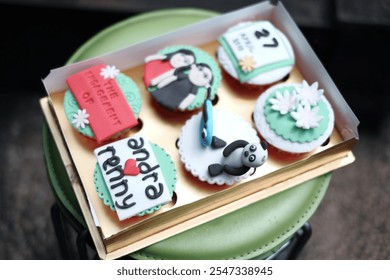 Engaged Couple Cupcakes with Personalized Decorations - Powered by Shutterstock