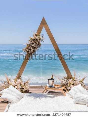 Engagement Concept Setup with Ocean in Background