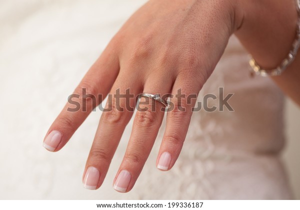 Engagement Ring French Manicure Stock Photo Edit Now 199336187