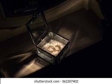 Engagement Rings In An Old Jewelry Box