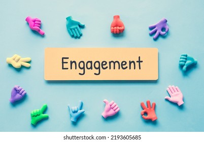 Engagement Text With Hand Language,sign And Symbol.social Media Concepts