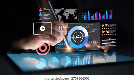Engaging digital analytics visualization on a tablet showcasing charts and graphs, empowering business analysis, strategy development, and informed decision-making processes. Gantry