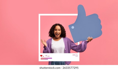 Engaging influencer shares excitement with a thumbs up in vibrant setting