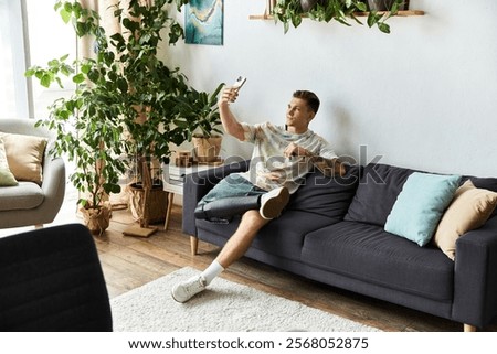 Similar – Image, Stock Photo Stylish handsome man capture. Nature photography