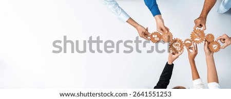 Engaging teamwork in a business context, focused on ethics through interlocking gears, symbolizing collaboration, communication, and innovation for success. Amity