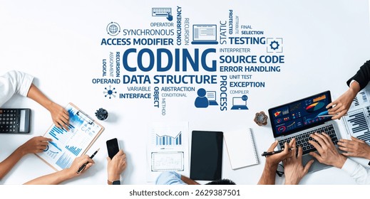 Engaging work environment showcasing collaboration in software development with focus on coding, data structure, and testing methodologies for process optimization. Amity