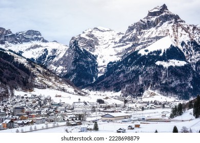 Engelberg town, a popular winter ski resort in Alps mountains, Central Switzerland