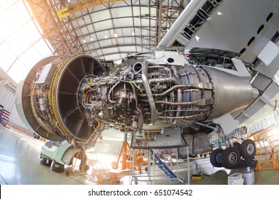 Engine Aircraft Without A Hood, For Repair, Inspection.