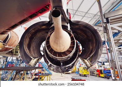 Engine Of The Airplane Under Heavy Maintenance