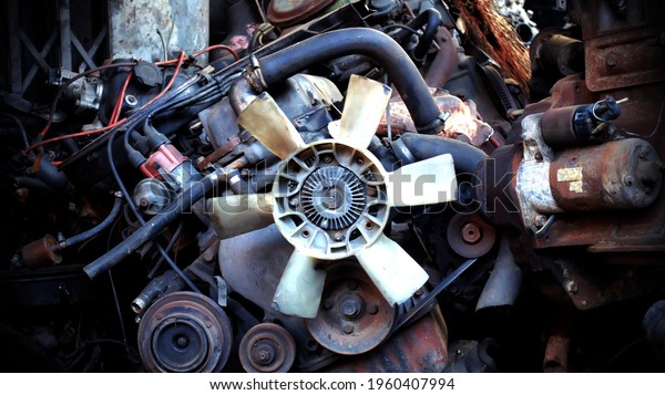 Engine Car, Machine Part, Car Machine Part, Old Engine\
Car, Close up... 