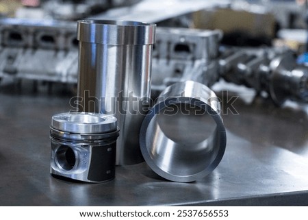 Engine components valve piston closeup