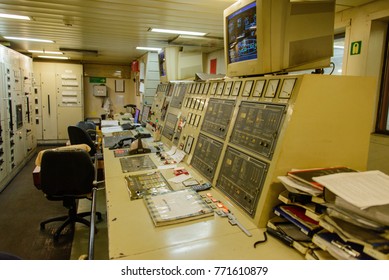 Engine Control Room On Big Ship