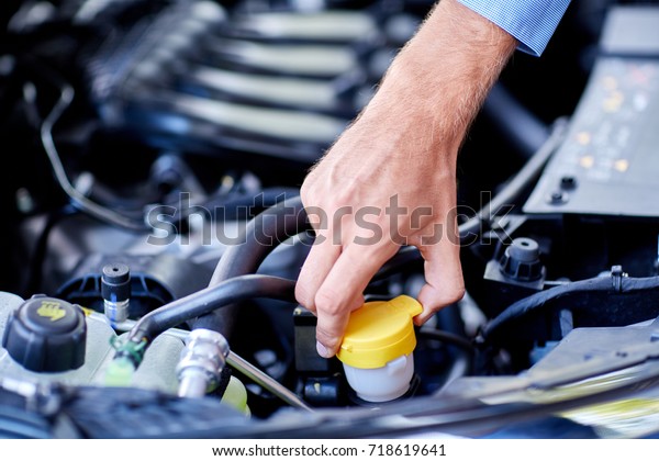 Engine detailing in a new car. Car\
check before purchase. The concept of buying a new\
car.