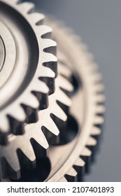 engine gear wheel with cogs, close-up view