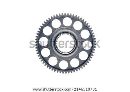 engine gear wheel with cogs, isolated on white
