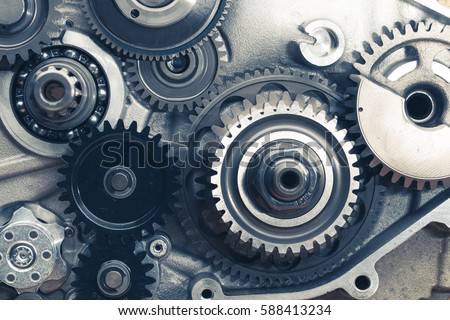 engine gear wheels, closeup view