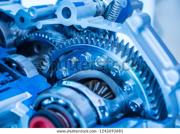 engine gear wheels, closeup\
view