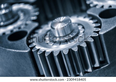 engine gear wheels, industrial background,  Industry car service concept blue tone 