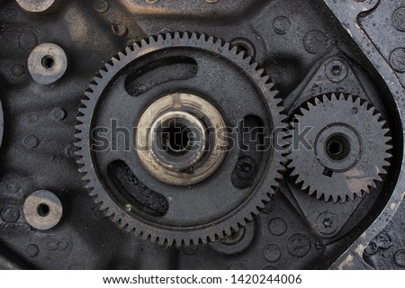 engine gears wheels, close up view 