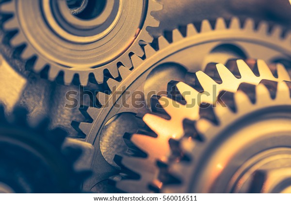 engrenages moteur roues, vue en gros : photo de stock (modifiable ...