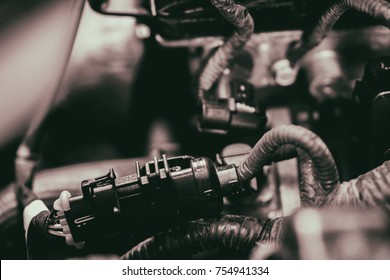 The engine of the machine close-up