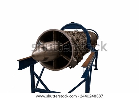 engine from a military jet aircraft on a white background