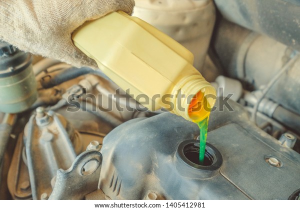 Engine oil change in a\
car