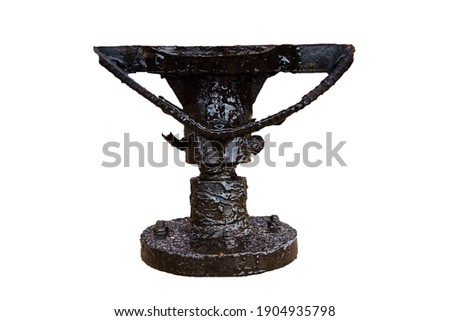 engine Oil rust with oil leak from machine isolated on white background