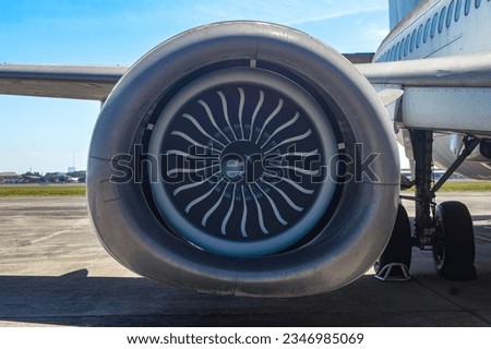 an engine part of the boeing b737 aircraft owned by Merpati Airline which is no longer used and converted into a collection at the juanda aviation museum, Indonesia, 29 july 2023.