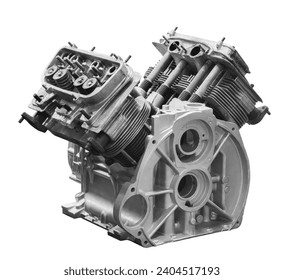 engine repair. cylinder head in the workshop, Car engine isolated on white background - Powered by Shutterstock