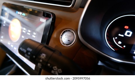 Engine Start Button On Car. Jakarta, 24 December 2021.