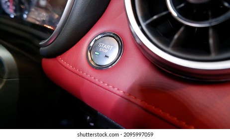 Engine Start Button On Car. Jakarta, 24 December 2021.