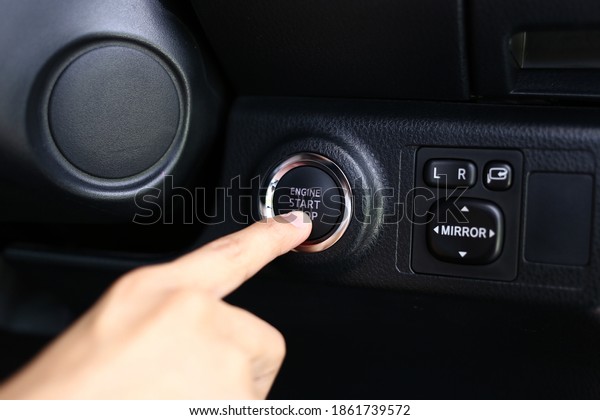 Engine\
start button, Press the button to start the car automatically. Car\
start stop system with finger pressing the\
button.