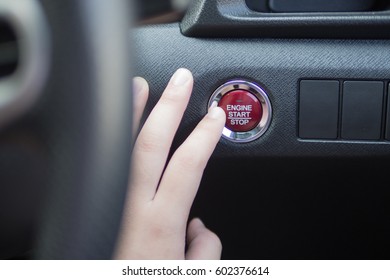 Engine start / stop button in car  