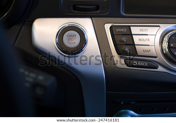 Engine start stop button of a\
car