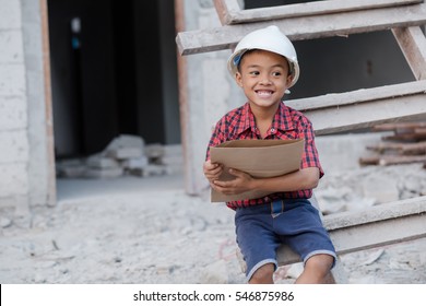 Engineer boy working control in construction site