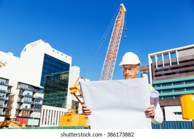 Engineer builder at construction site