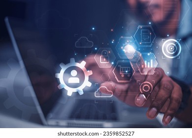 engineer or businessman Use your smartphone to exchange industrial systems, technology, industry cloud technology concepts.	
