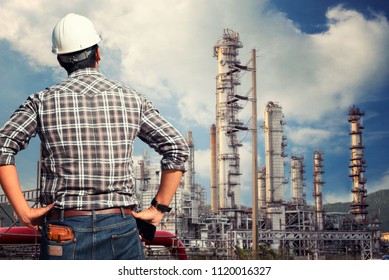 Engineer check construction oil plant work