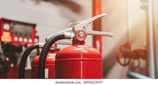 Engineer check fire suppression system,check fire extinguisher tank in the fire control room for safety