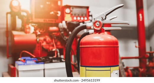 Engineer check fire suppression system,check fire extinguisher tank in the fire control room for safety