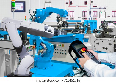 Engineer Control Automatic Robotic Hand Machine Stock Photo 718451716 ...