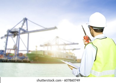 Containers Loading By Crane Morning Trade Stock Photo 301382870 ...