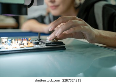 Engineer are controller with CNC machine in smart factory,Programming machine for productivity.