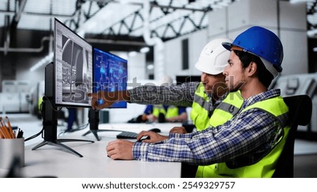 Engineer Doing 3D CAD Model Design On Computer At Factory