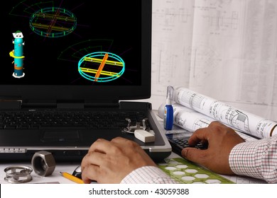 Engineer doing a model review in his design - many uses in oil & gas industry.
