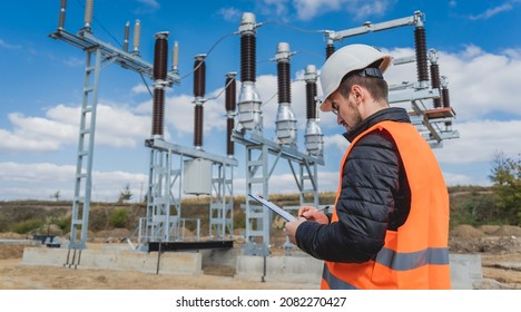 Engineer electrician check the substation construction process - Shutterstock ID 2082270427