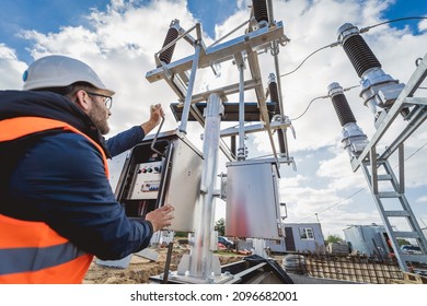 Engineer electrician check the substation construction process - Shutterstock ID 2096682001