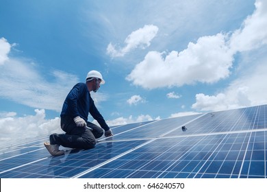 engineer and electrician team swapping and installing solar panel; electrician team checking hot spot on break panel
 - Shutterstock ID 646240570