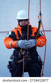 Engineer, fitter, foreman, builder, construction manager. Industrial climber, rock climber, arborist. Rescuer, firefighter, man in uniform                               